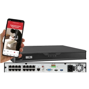 Rejestrator IP BCS-P-NVR1602-4KE-16P-II PoE SERIA BCS POINT Analityka na 16 kamer IP do 8MPx